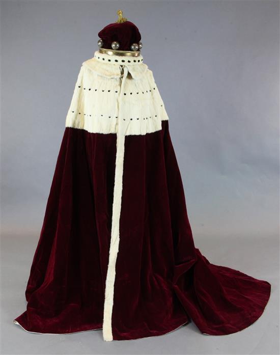 A George VI Coronation robe and coronet,